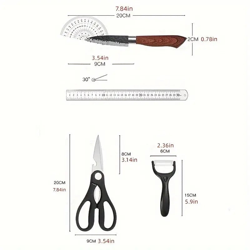 6 PCS Kitchen Knife Sets, Steel Kitchen Knives Set Tools